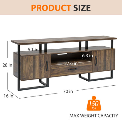 IDEALHOUSE Mid Century Modern TV Stand for 75 inch TV, Entertainment Center with Storage, TV Stand with Drawer for Living Room, Media Console Cabinet