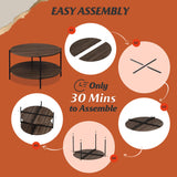 WLIVE Round Coffee Table, Living Room Table with 2-Tier Storage Shelf,32in Wood Modern Coffee Table with Metal Frame and Wood Desktop,Easy WLIVE