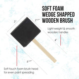 US Art Supply 3 inch Foam Sponge Wood Handle Paint Brush Set (Value Pack of 15) - Lightweight, Durable and Great for Acrylics, Stains, Varnishes, US Art Supply