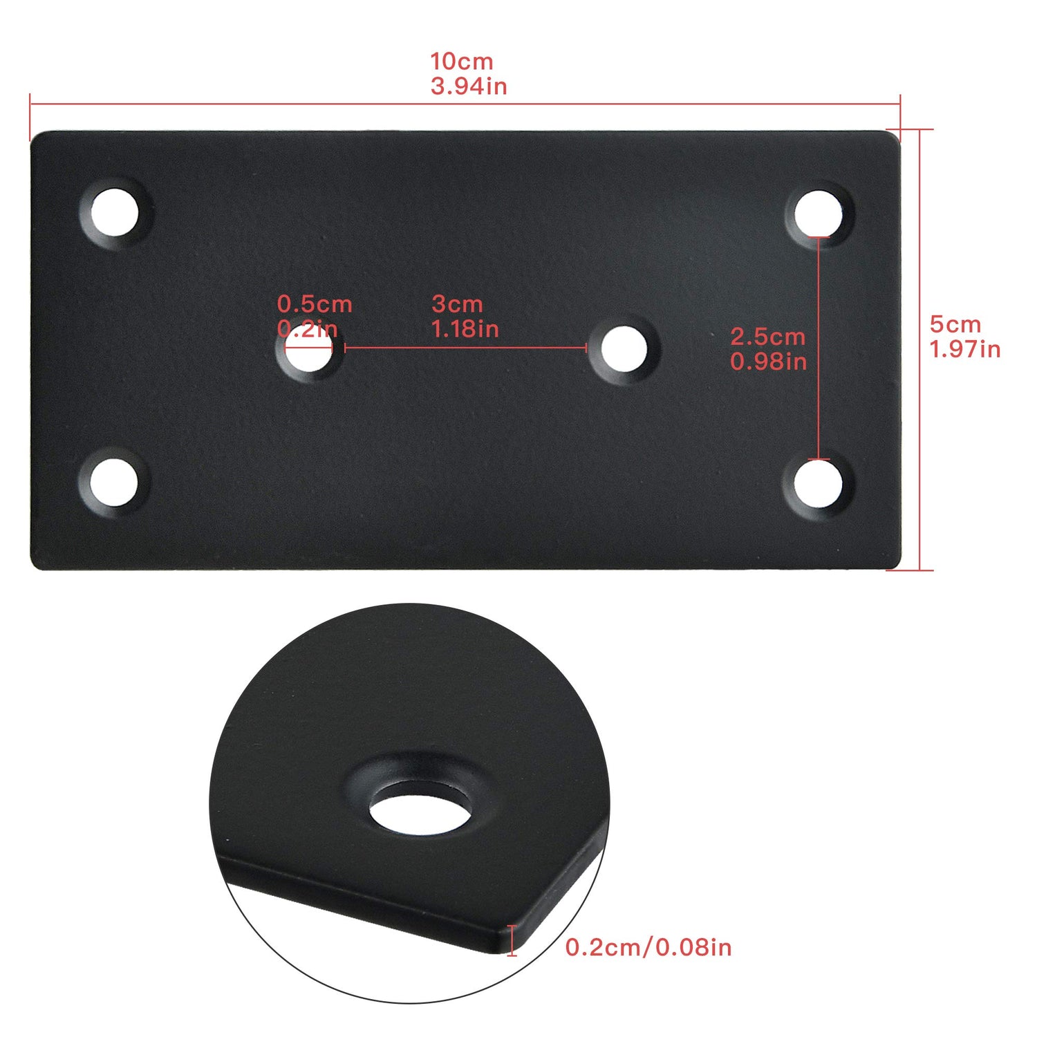 Worldity 8PCS Black Straight Brace, 3.94 x 1.97 Inches Wood Bracket, Flat Straight Mending Plates with Mounting Screws, Joining Fixing Bracket for Worldity