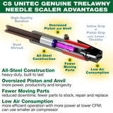 CS Unitec | 2B Needle Scaler with Vacuum Shroud | 19 Needle Air Chisel | Professional Grade 3000 BPM Inline Grip | Air Power 5.5 CFM - 121.2099 VS CS Unitec