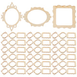 SEWACC 60 Pcs Unfinished Wood Photo Frame Pendants Wooden Cutouts Mini Picture Frame Wooden Shape Pieces for DIY Craft Ornaments Wood Picture Frames SEWACC