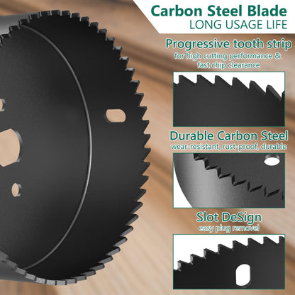 Hole Saw Set HYCHIKA 19 Pcs Hole Saw Kit with 3/4"-6"(19-152mm) 13Pcs Saw Blades, 2 Mandrels, 2 Drill Bits, 1 Installation Plate, 1 Hex Key, Ideal - WoodArtSupply