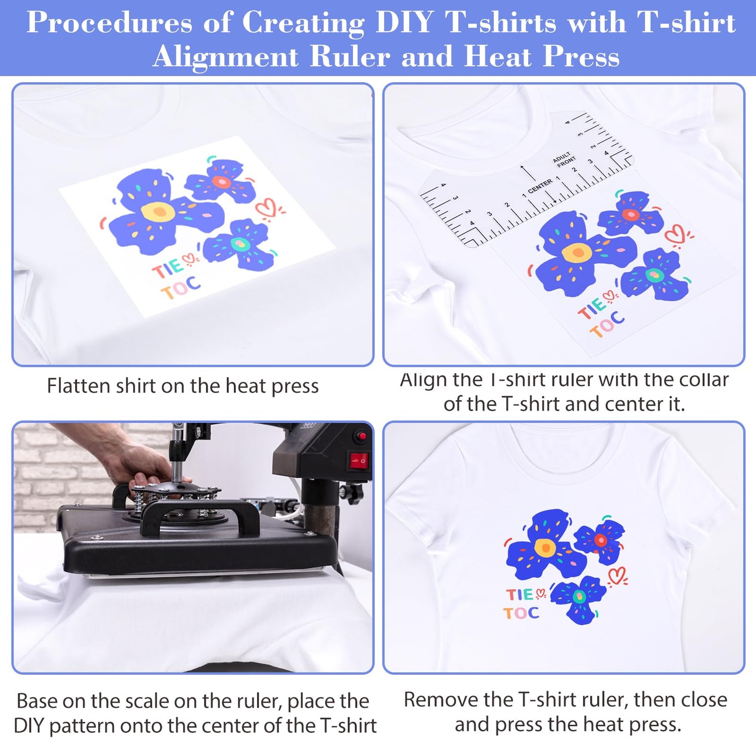 9pcs Tshirt Ruler Guide for Vinyl Alignment, T Shirt Rulers to Center Designs, PVC Measurement Template, Sewing Supplies Accessories Tools for Cricut tietoc