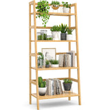 Homykic 4-Tier Bamboo Ladder Shelf – Stylish Freestanding Bookcase for Storage and Display Homykic