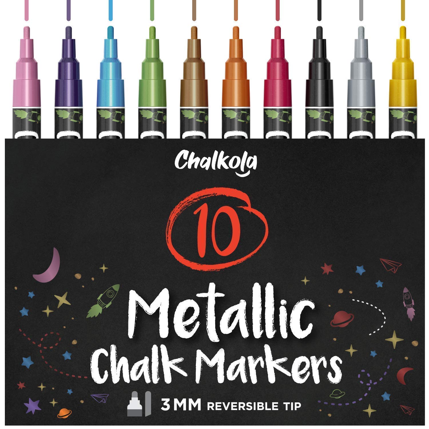 Chalkola Variety Bundle - 5 Yellow Variety + 10 Metallic 3mm - WoodArtSupply