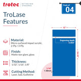 Trotec TroLase | 12"x24.25" x1/16", 4 Pcs | Sapphire/White | 2 Ply | Modified Acrylic | Laser Engraving Double Color Plastic Sheet | Engraving Blanks TROTEC