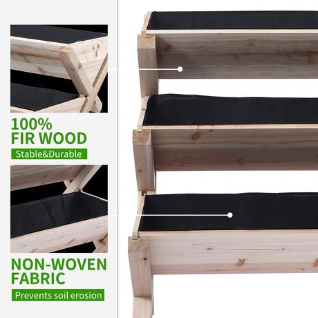 Notume 3 Tiers Wooden Vertical Raised Garden Bed with Legs,Planter Raised Beds Kit for Flowers Herbs Vegetables, Natural Notume