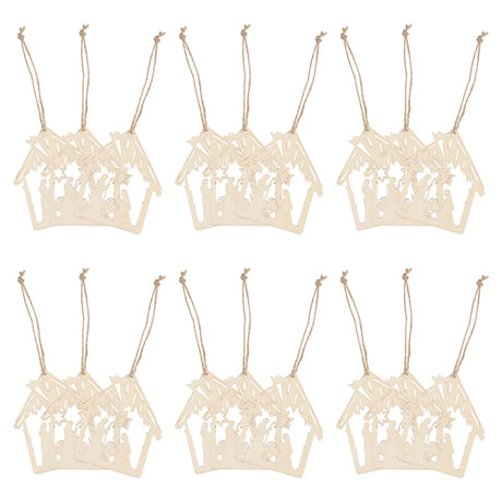 CIMAXIC 20pcs Pendant Home Decoration Blush Decor Wood Crafts Hanging Nativity Wooden Embellishments Christian Religious Wooden Cutouts Wood Ornament CIMAXIC