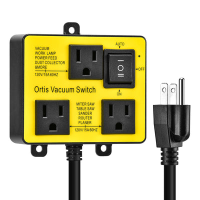 Automatic Vacuum Switch, Ortis Vacuum Switch for More Power Tools, Delay Vacuum On/Off to Prevent Circuit Overload and Tripping, Keep Your Workplace