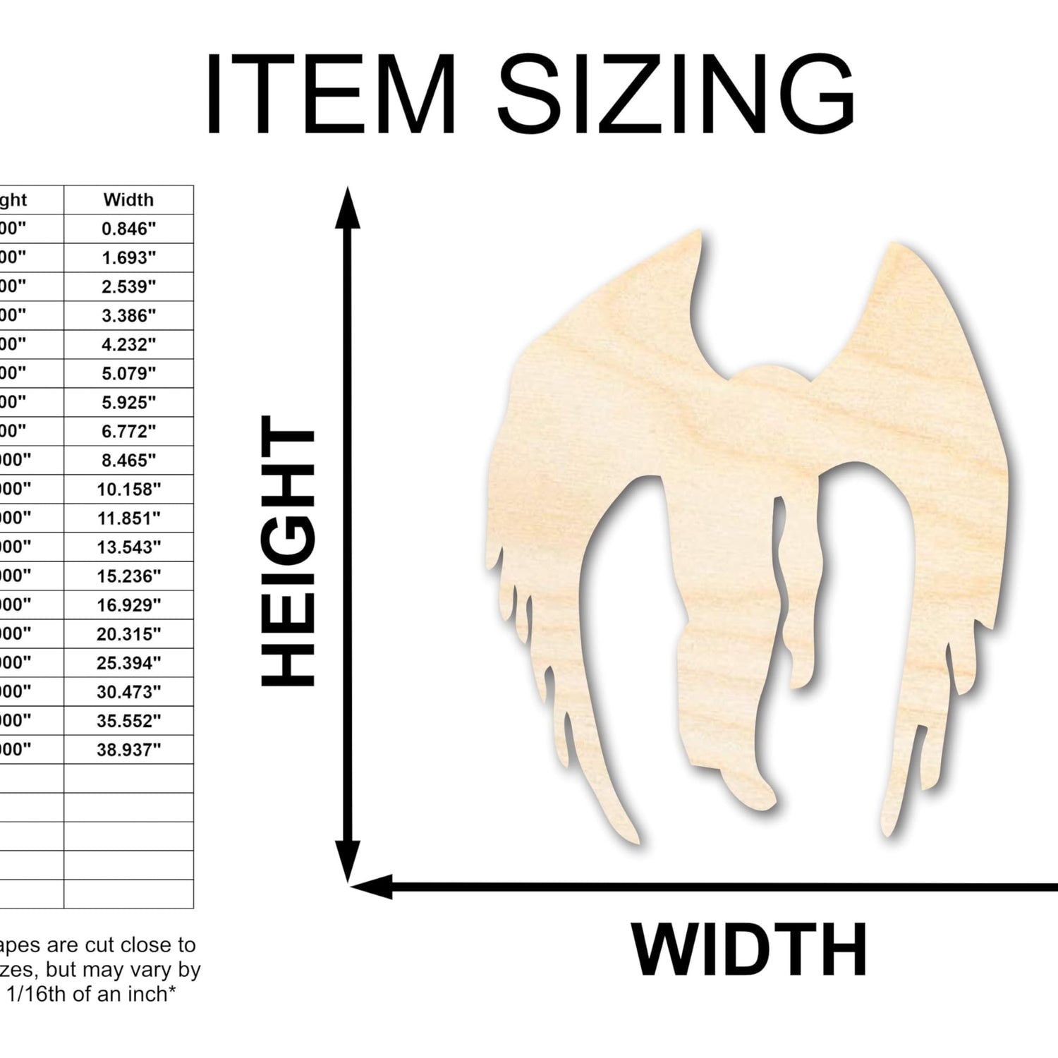 Unfinished Wood Mothman Shape - Craft - up to 36" 6" / 1/2" 24 Hour Crafts