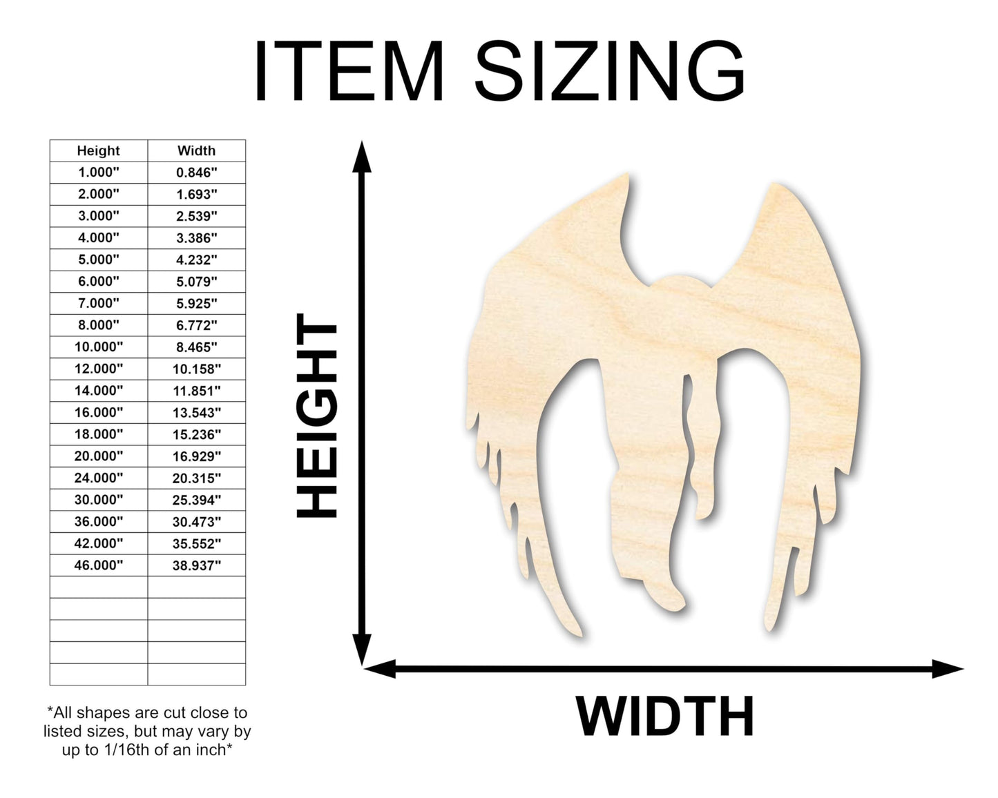 Unfinished Wood Mothman Shape - Craft - up to 36" 6" / 1/2" - WoodArtSupply