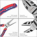 WORKPRO Pliers Set, Premium Cr-V Construction, Includes 6 Inch Slip Joint Pliers, 6 Inch Long Nose, 6 Inch Diagonal Cutting, 8 Inch Groove Joint, 7 WORKPRO