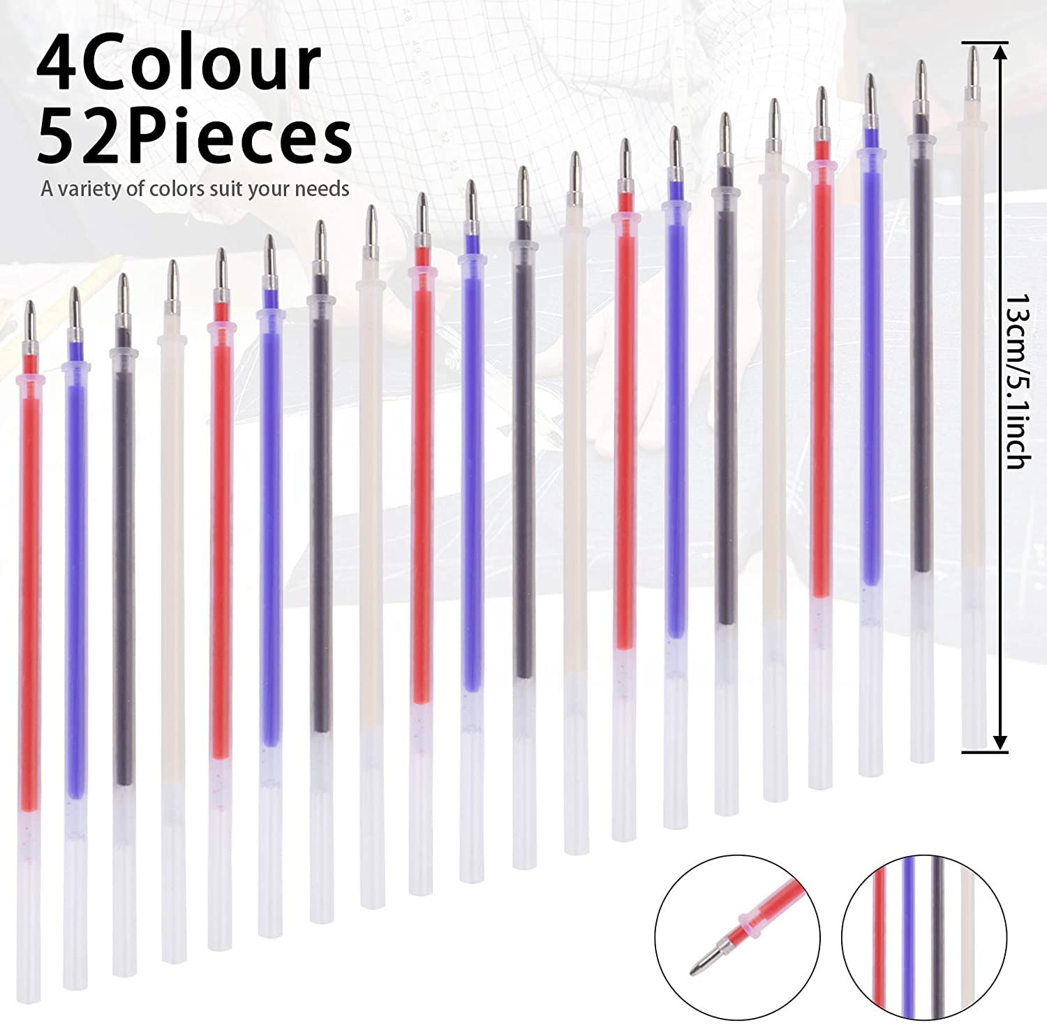 JANYUN 8 Pieces Heat Erasable Pens for Fabric with 52 Refills Fabric Marking Pens Fabric Markers for Quilting Sewing DIY Dressmaking Fabrics Tailors JANYUN