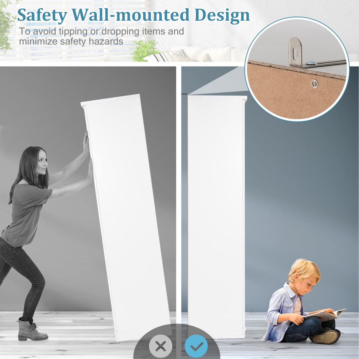 Giantex 70" Tall Wooden Storage Cabinet with 2 Doors and 5 Adjustable Shelves, Freestanding Collection Food Kitchen Pantry Cabinet Cupboard for Giantex