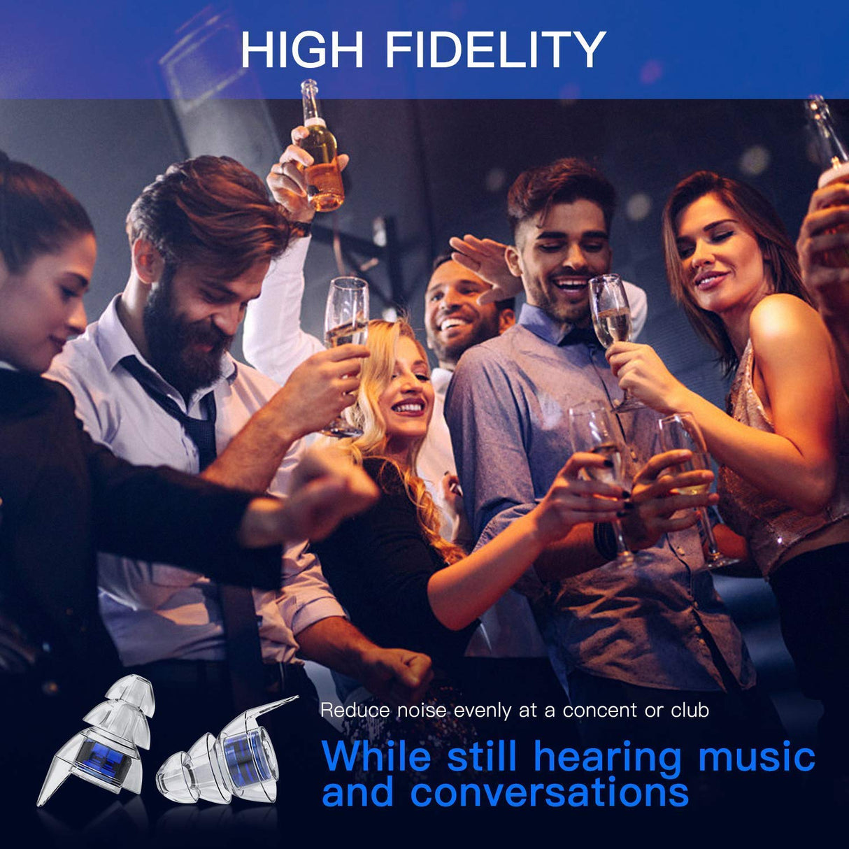 SureFire EP4 Sonic Defenders Plus filtered Earplugs, triple flanged design, reusable, Black, Medium SureFire