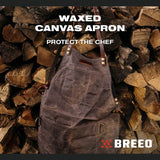 Breeo Waxed Canvas Apron | Leather Straps | D Rings & Pockets | Adjustable Straps Breeo