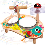 GraceDuck Kids Drum Set for Toddlers: Montessori Musical Instruments Set Toddler Toys - 7 in 1 Wooden Musical Kit Baby Sensory Educational Toys GraceDuck