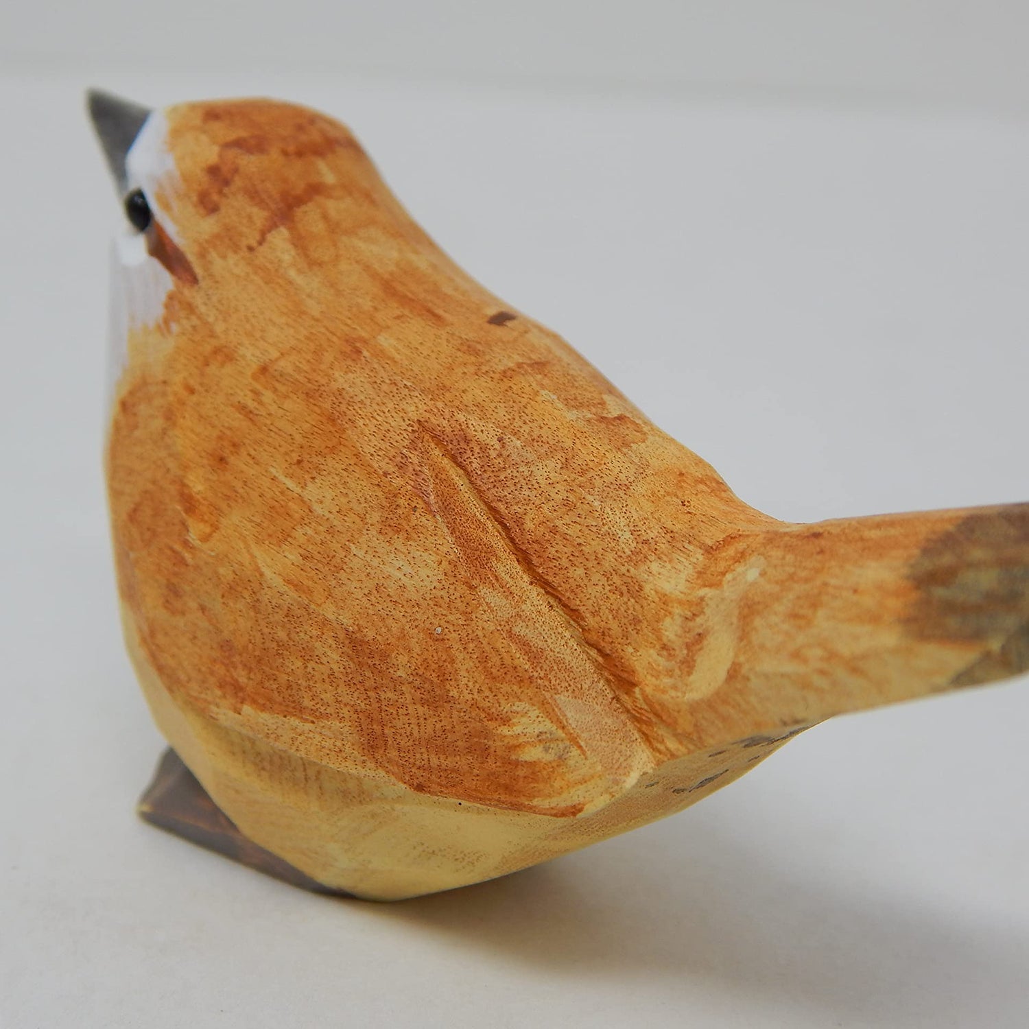 Selsela Carolina Wren Wood Figurine Statue Common Bird Miniature Handmade Art Craft Carve Small Animal Selsela