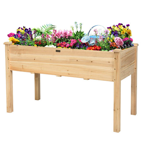Giantex Raised Garden Bed, Wood Planter Box with Legs, Drain Holes, Elevated Garden Bed for Vegetables, Standing Garden Container Planter Raised Beds Giantex