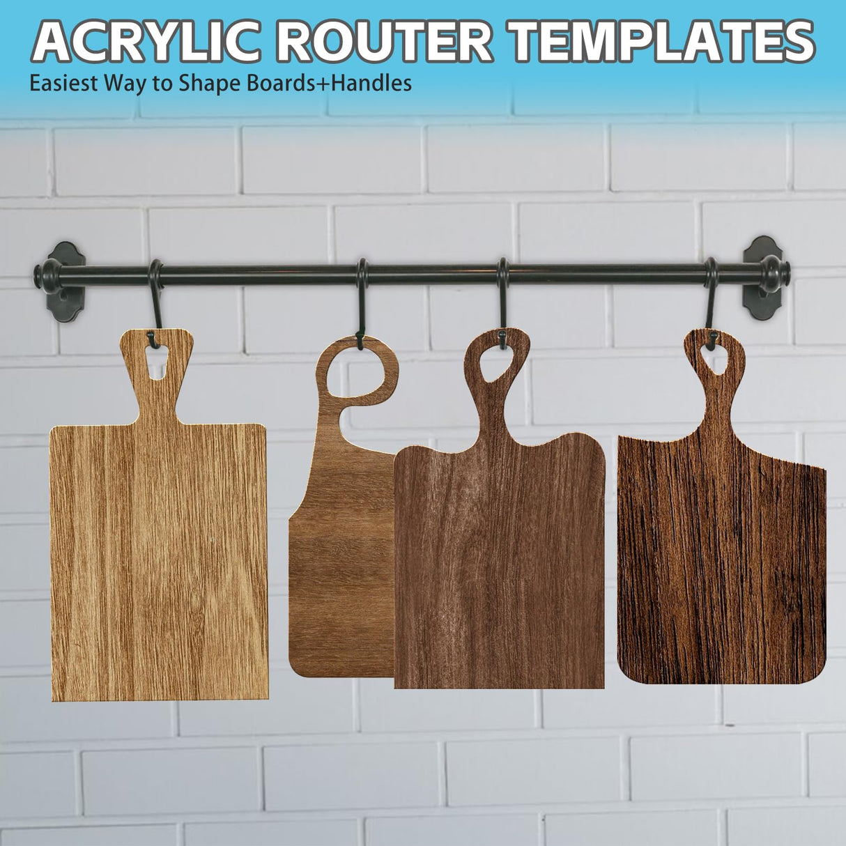 TRINKA Charcuterie Board Template Set - 6 Pcs Acrylic Router Templates for Woodworking | Handle Cutting Board Templates with 4 Pens | Angled Curvy TRINKA