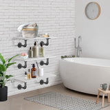 Aunulahca 3/4" Industrial Pipe Shelf Brackets (6 Pack Black) for 10 12 Inches Board, Black Iron Floating Shelf Brackets Heavy Duty Industrial DIY L Aunulahca