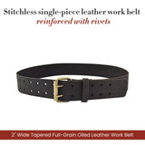 Style n Craft - 2" Wide Full-Grain Oiled Leather Work Belt, Durable and Rugged Belt, Dark Brown (#74052) - WoodArtSupply