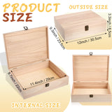 4 Pcs Unfinished Wooden Box with Hinged Lid and Front Clasp Rectangle Wood Box Wooden Storage Box Keepsake Box Natural DIY Craft Stash Boxes for Gift Yookeer