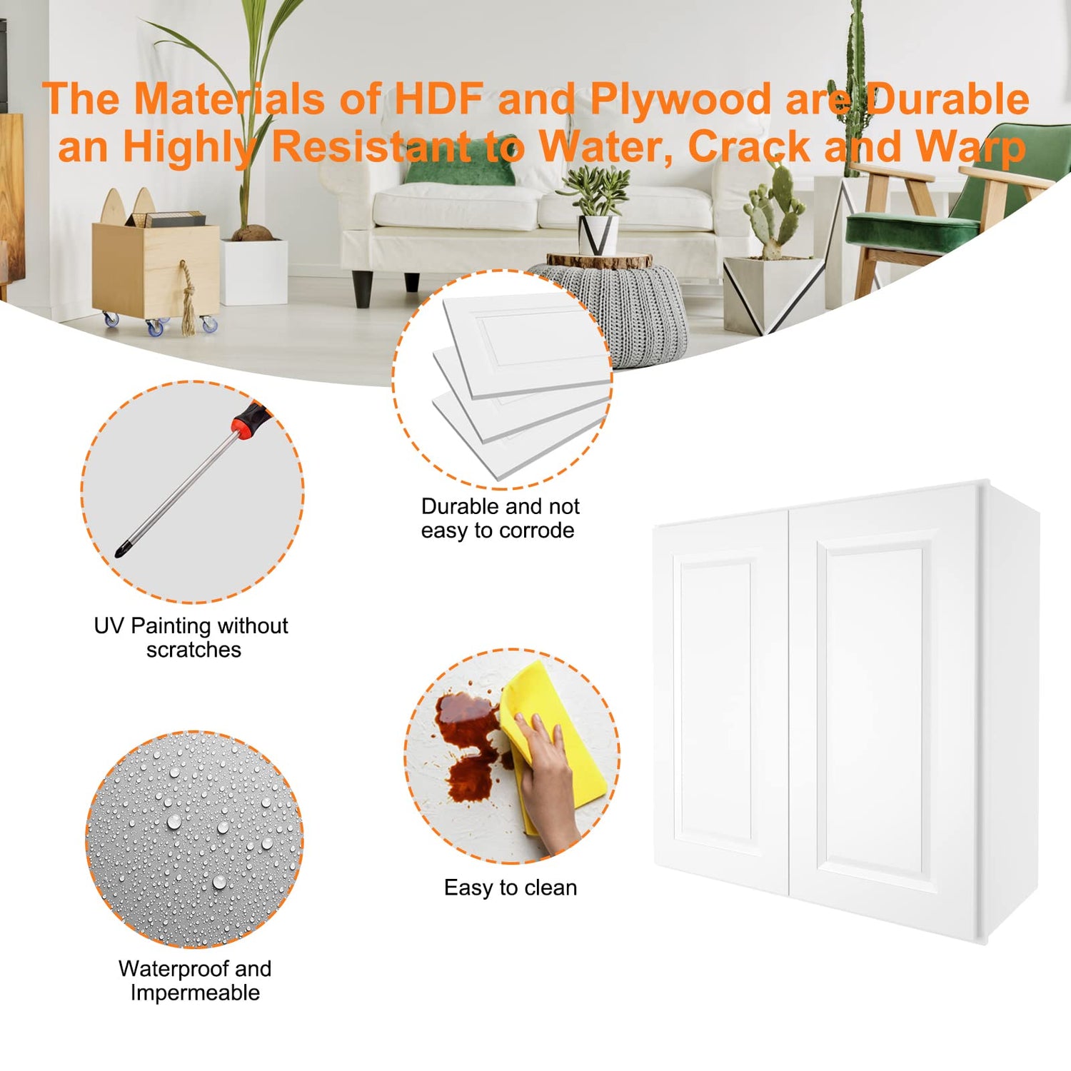 ROOMTEC Wood Wall-Mounted Cabinet,Bathroom Medicine Cabinet with Adjustable Shelves and 2 Soft-Close Doors,Laundry Storage Cabinet for ROOMTEC