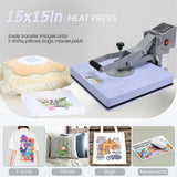 AKEYDIY Heat Press 15X15 Slide Out Sublimation T-Shirt Heat Press Machine for T Shirts Industrial-Quality Digital Sublimation Heat Press Machine for AKEYDIY