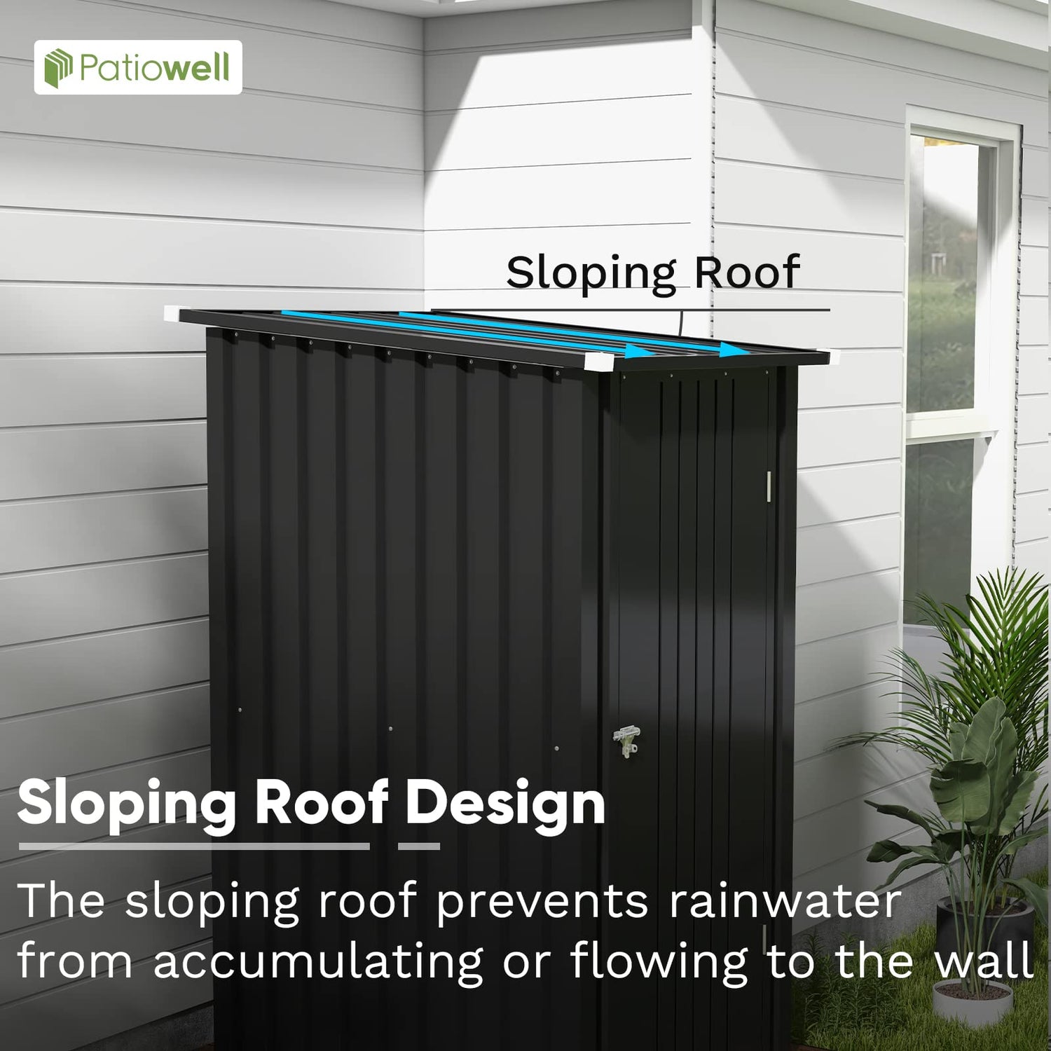 Patiowell 3 x 3 FT Outdoor Storage Shed,Small Garden Tool Storage Shed with Sloping Roof and Single Lockable Door, Outdoor Shed for Backyard Garden Patiowell