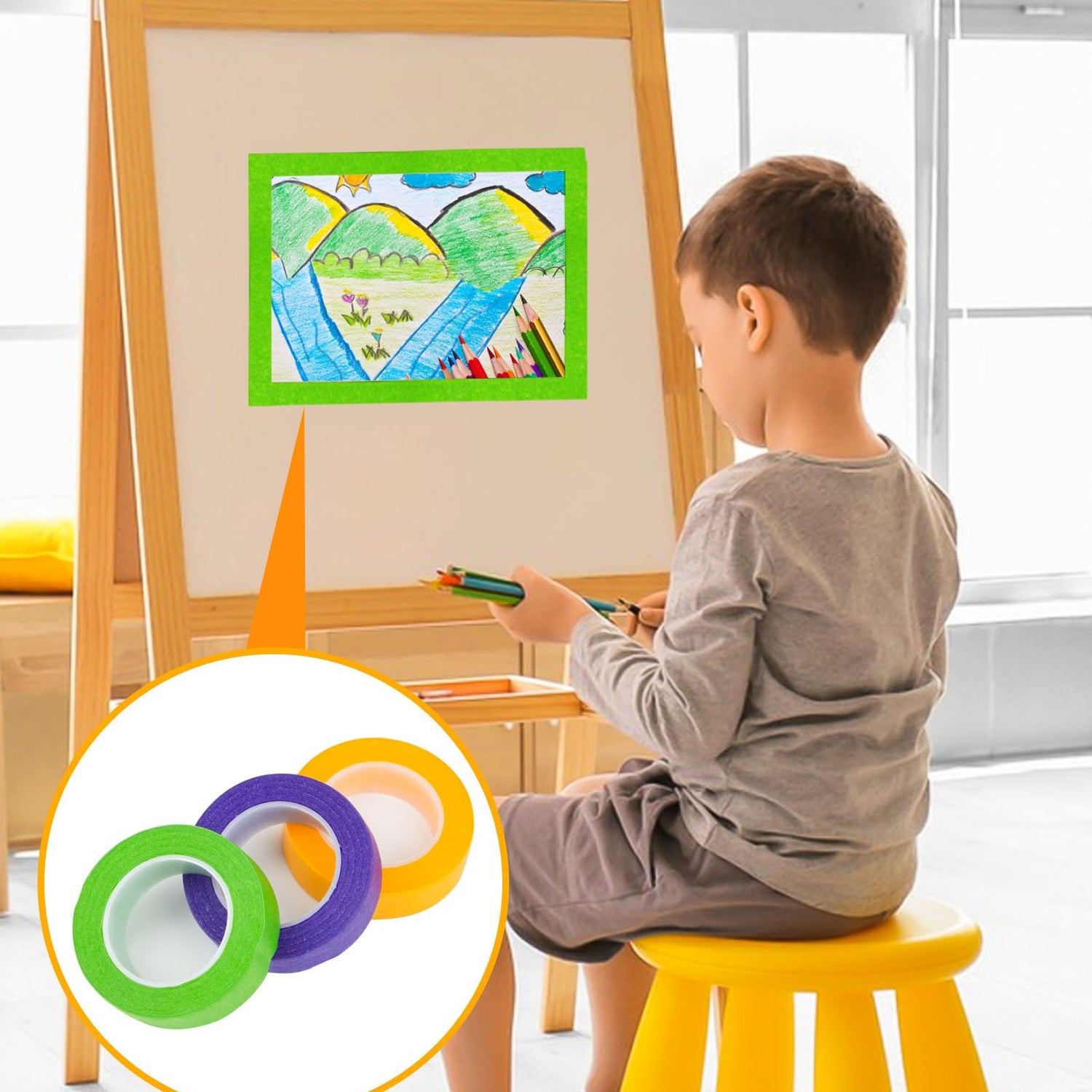 XEHAHOSH Upgrade Colored Masking Tape 0.65 in x 45 Ft x 3 Roll. Colored Tape Set. Suitable for DIY Supplies, Enhanced Viscosity, Easy to Tear, No XEHAHOSH