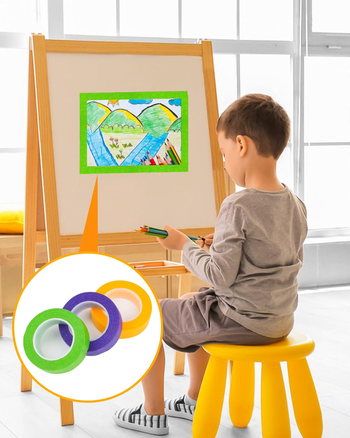 XEHAHOSH Upgrade Colored Masking Tape 0.65 in x 45 Ft x 3 Roll. Colored Tape Set. Suitable for DIY Supplies, Enhanced Viscosity, Easy to Tear, No XEHAHOSH