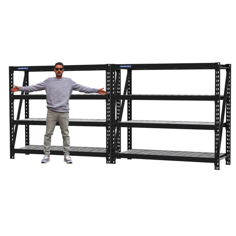 WORKPRO 68" Ultra Wide 4-Tier Metal Garage Shelving Unit, 68"W x 24"D x 65"H, 7200 LBS Capacity, Heavy Duty Storage Utility Rack, Industrial WORKPRO