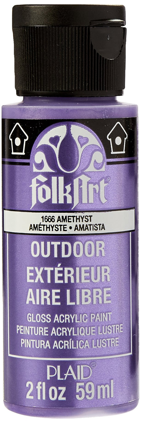 FolkArt Outdoor Acrylic Paint in Assorted Colors (2 Ounce), 1666 Metallic Amethyst FolkArt