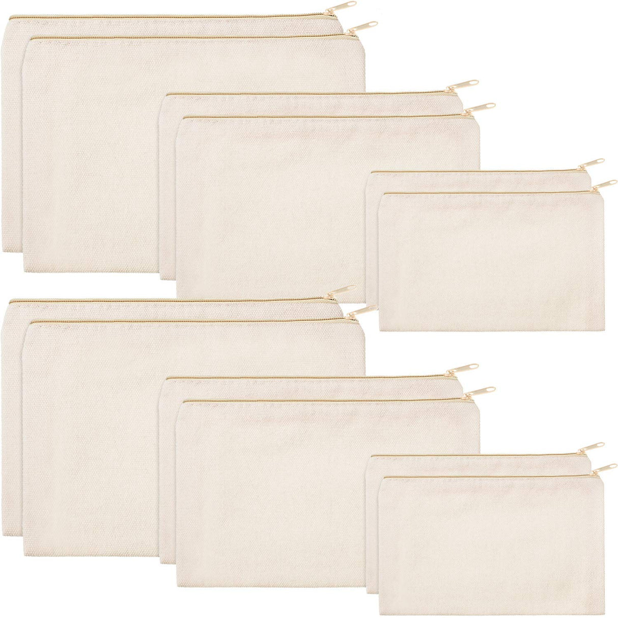 12 Pieces Canvas Cosmetic Bag Multipurpose Cosmetic Pouch Zipper Makeup Bags Blank Make Up Purse for Women Travel Organize Storage, Multi Sizes Frienda