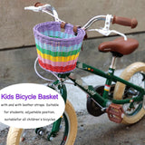 Bicycle Basket for Girls, Adjustable Front Handlebar Bike Basket with Bike Streamers Set Bell/Bicycle Windmill/Bicycle Wheel Beads DIY Bike Boltigen