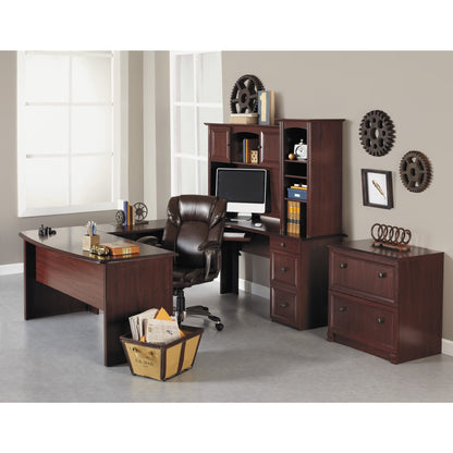 Realspace® Broadstreet 65"W U-Shaped Executive Corner Desk, Cherry - WoodArtSupply