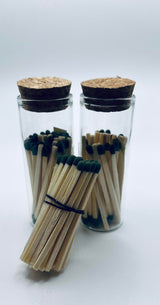 APOTHECARY SAFETY MATCH TWIN PACK W/REUSABLE (40ML) GLASS VIAL(2) WITH CORK LID, 25CT GO GREEN PER VIAL(50)+25CT REFILL=75CT TOTAL The Conway Wick & Candle