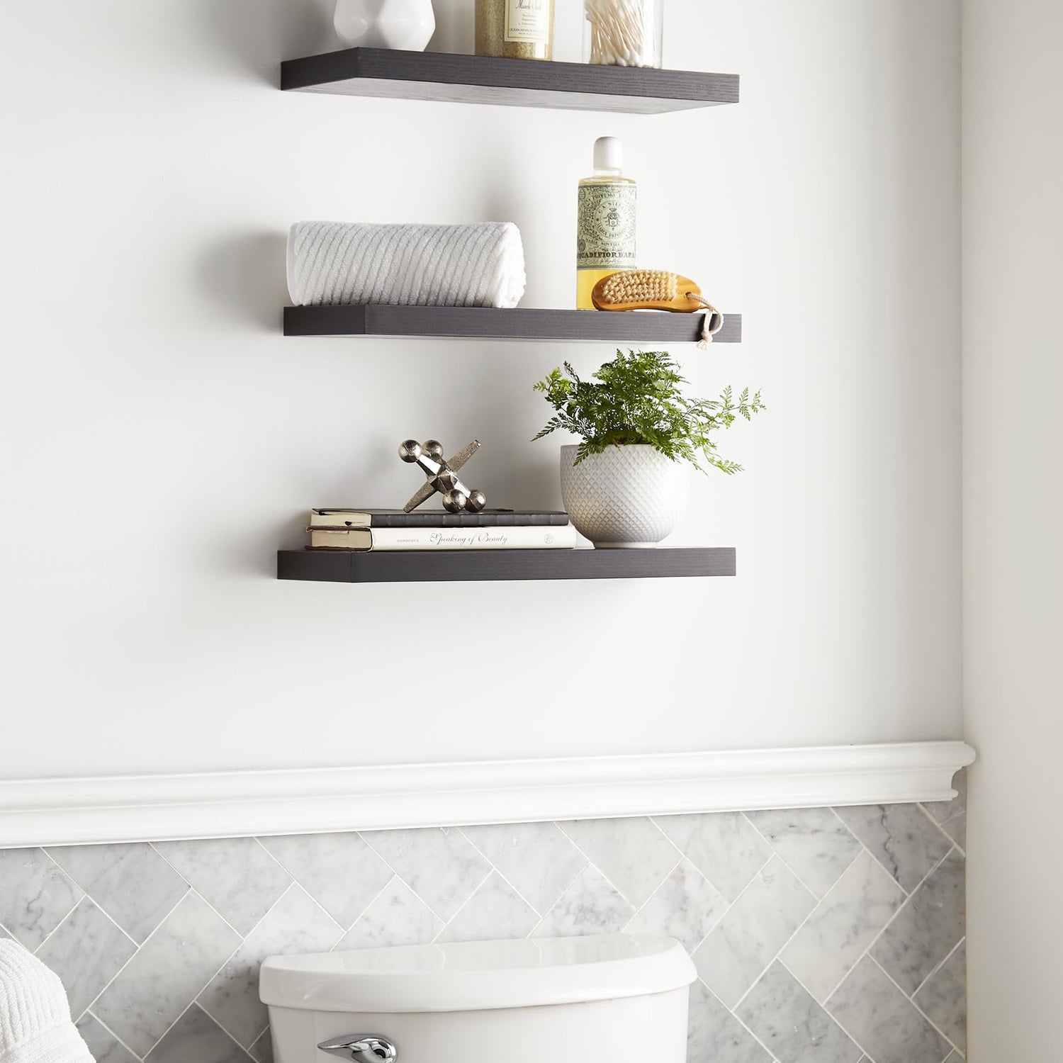 BAYKA Floating Shelves, Wall Mounted Rustic Wood Shelves for Bathroom, Bedroom, Living Room, Kitchen, Small Hanging Shelf for Books/Storage/Room BAYKA