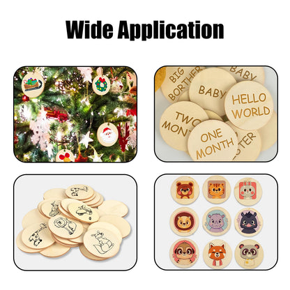 125 PCS Round Wooden Discs Unfinished Wooden Circles for Crafts Wood Rounds Wooden Circles Small Wooden Slices for DIY Wooden Christmas