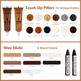 DEWEL Wood Furniture Repair Kit, 31 Pcs Scratch Repair Wood Filler, Wax Sticks with Wood Putty for Wood Floors, Scratches, Cracks, Hole, Laminate, DEWEL