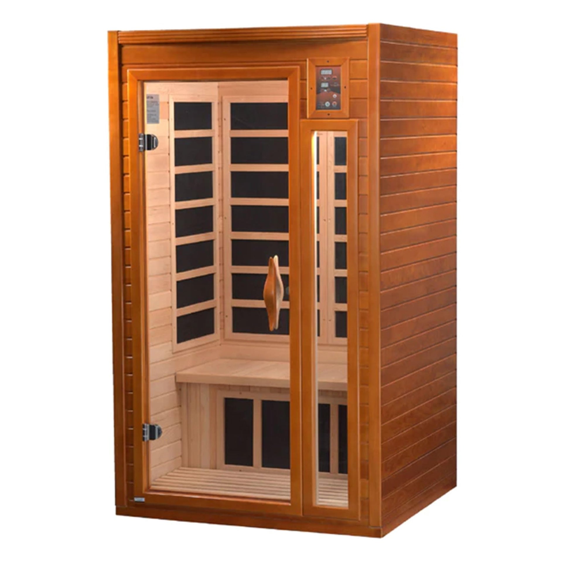 Dynamic Barcelona 1 to 2 Person Hemlock Wood Low EMF FAR Infrared Sauna For Home with LED Control Panel and Tempered Glass Door - Curbside Delivery - WoodArtSupply