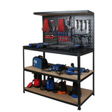 47”Workbench, Heavy-Duty Steel Tool Workbench with Pegboard Shelves, 330Lbs Multipurpose Work Benches for Garage, Home, Workshop Storage Prostormer
