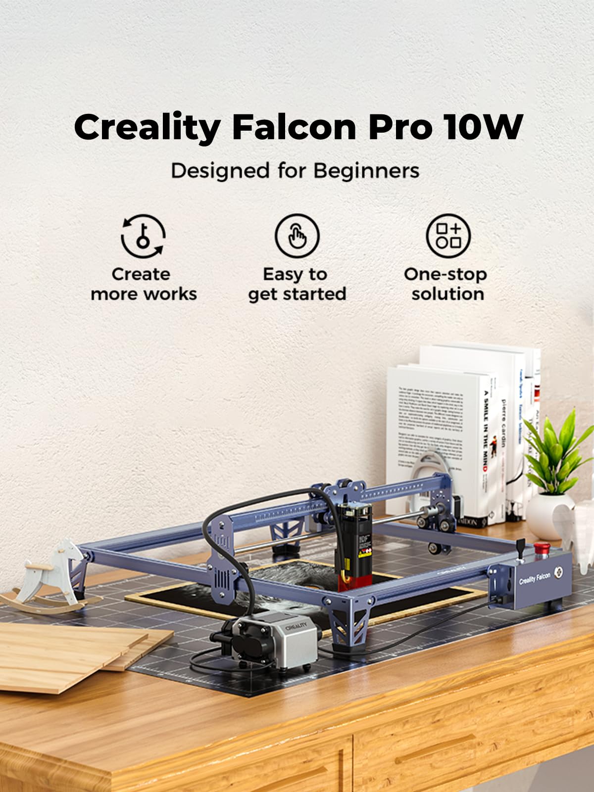 Creality Falcon Pro Laser Engraver 10W with Air Assist, 72W Efficient Laser Engraving Machine, 10W Laser Cutter, CNC Machine Laser Engraver for Wood - WoodArtSupply