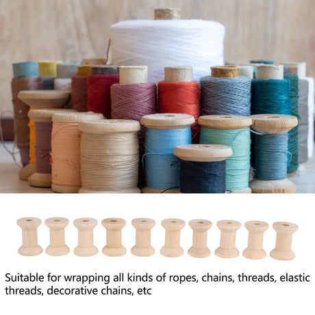50PCS Hourglass Wooden Spools, Wooden Spools for Crafts, Unfinished Empty Thread Spool, Wooden Ribbon Spools Empty Wooden Thread Spools for Arts and HERCHR