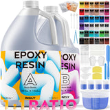 INCLY 2 Gallon Crystal Clear Epoxy Resin Kit, Casting & Coating Resin Supplies for Jewelry Making, River Table Tops, Art Painting, with 36 Colors INCLY