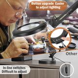 Veemagni 10X Magnifying Glass with Light, 5 Color Modes Stepless Dimmable 2-in-1 Desk Lamp and Clamp, LED Lighted Magnifier with Light and Stand, Veemagni