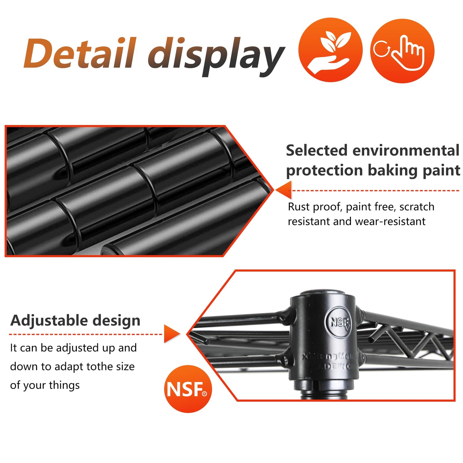 FDW Adjustable 5-Tier Metal Shelf with Wheels, 250 lbs Capacity, Easy Assembly, Ideal for Small Spaces FDW