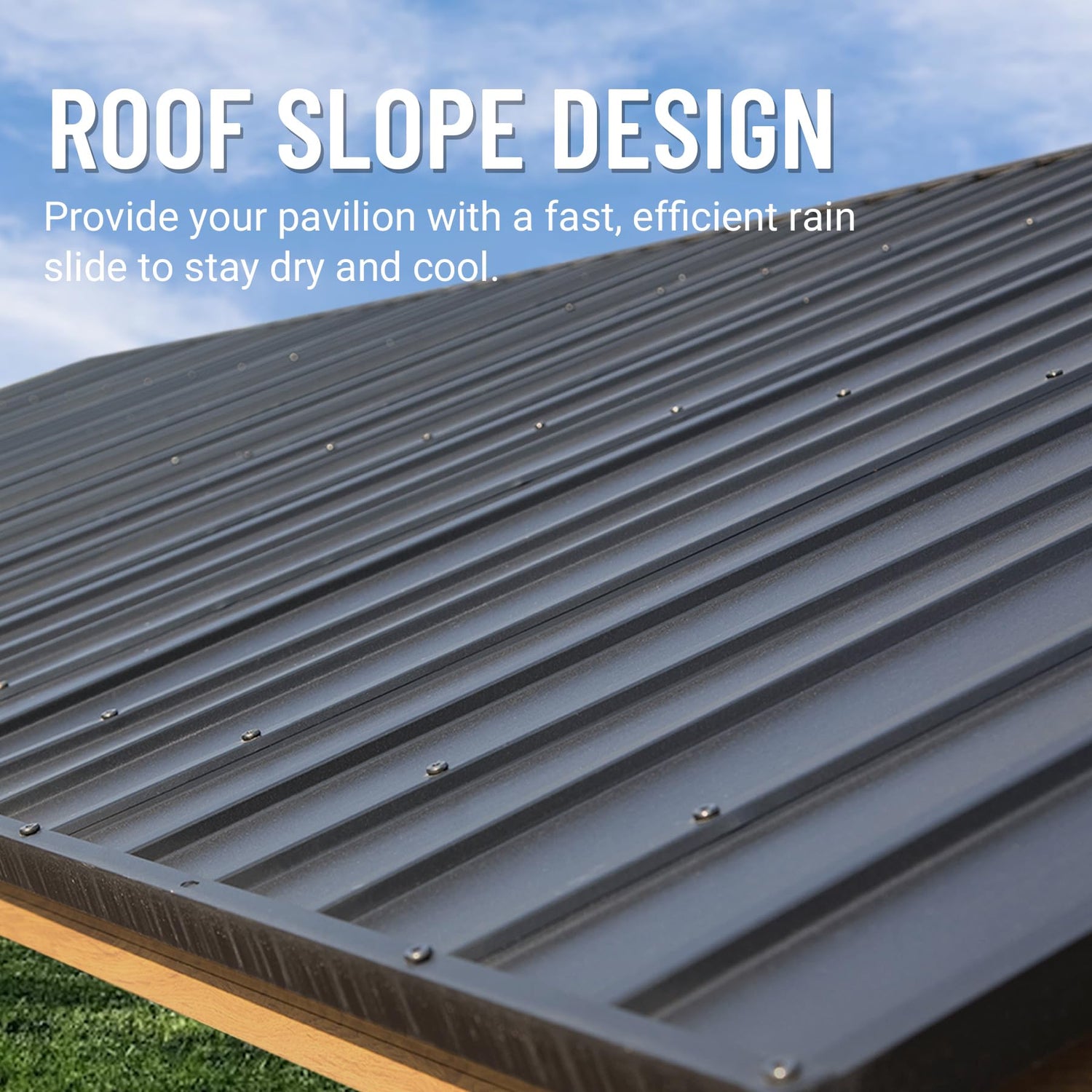 Domi 12' x 20' Hardtop Gazebo with Galvanized Steel Gable Roof, Pergola with Wood-Looking Aluminum Frame, Permanent Pavilion Outdoor Gazebo with domi outdoor living